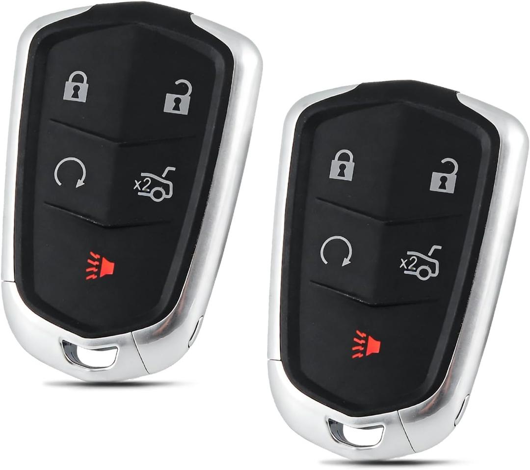 Key Fob Cover Shell Case Replacement for Cadillac ATS ATS-V CTS CT6 XTS XT5 XT4 XT6 SRX 2014 2015 2016 2017 2018 2019 2020 2021 5 Buttons Car Remote Pad Cover HYQ2AB, HYQ2EB (2PCS)