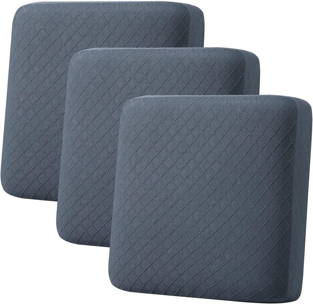 hyha Outdoor Couch Cushion Covers, Sectional Couch Sofa Covers Washable, Jacquard Diamond Lattice, Stretch Sofa Seat Cushion Cover for Indoor/Outdoor Patio Furniture (3 Pieces, Grey)