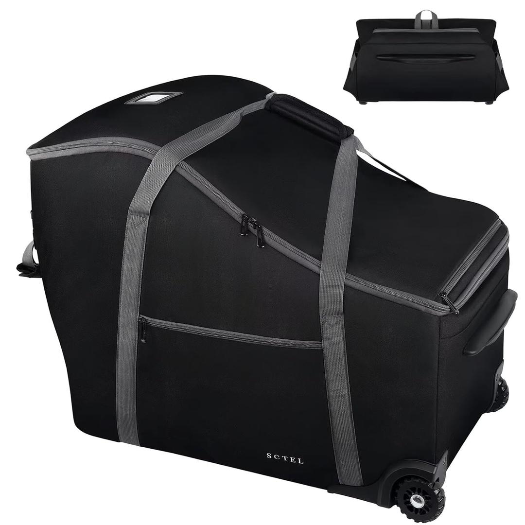 SCTEL Infant Car Seat Travel Bag Fit Doona Car Seat Stroller and Base, Chicco Keyfit 35 and Base, Doona Travel Bag with Wheels, Padded Car Seat Bags for Air Travel, Nuna Travel Bag with Zipper Pocket (Black)