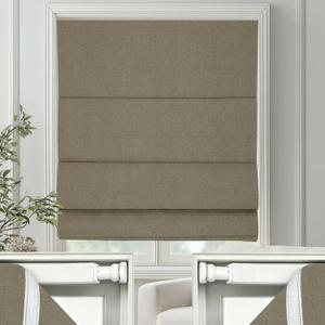 No Drill Roman Shades Cordless Blinds Blackout for Indoor Windows, Room Darkening Black Out Tension Rod No Hardware No Tools Inside Mount, Shade Size 27 Inches Wide 64 Inches High, Brown