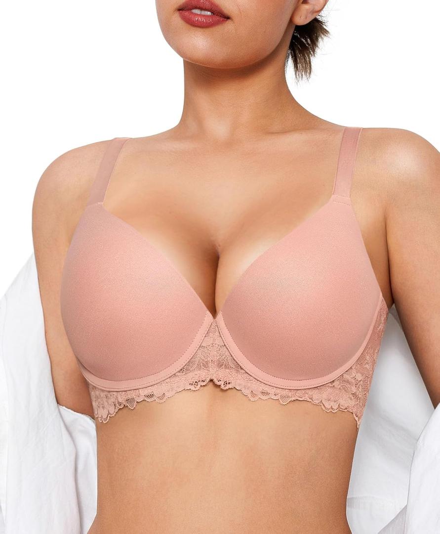 Popilush Minimizer Bras for Women Full Coverage Push Up Lace Bra Supportive with Underwire for Everyday Wear