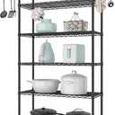 6-Tier Metal Storage Rack with Wheels, Sturdy Adjustable Wire Shelving Unit Rolling Shelf for Garage, Kitchen, or Pantry, 36" W x 14" D x 75" H, Black