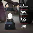 Enbrighten LED Lantern, Black, Battery Operated, 500 Lumens, 180 Hour Runtime, 4D, Bright White Finish, 3 Light Levels, Ideal for Outdoors, Camping, Hurricane, Storm, Tornado & Emergency, 11016