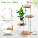 4 Tier Wood Tall Plant Stand Metal Rack Indoor, Multiple Flower Pot Holder Shelves Corner Rack, Round Planter Shelf Display Rack Storage Organizer for Patio Living Room Balcony(White+Wooden)