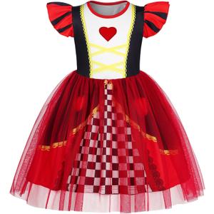 HenzWorld Halloween Costumes for Kids Pirate Costume Princess Dress up for Girls Birthday Cosplay Party Outfit Tulle Dress (2-3T, Red-chest Heart)