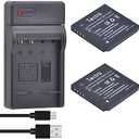 Tectra 2-Pack DMW-BCK7 DMW-BCK7E DMW-BCK7PP Battery and Charger Kits for Panasonic Lumix DMC-TS30, DMC-FH25, DMC-FP5, DMC-FP7, DMC-FH2, DMC-FH5, DMC-FH24, DMC-FS16, DMC-FS18, DMC-FS35, DMC-FS37