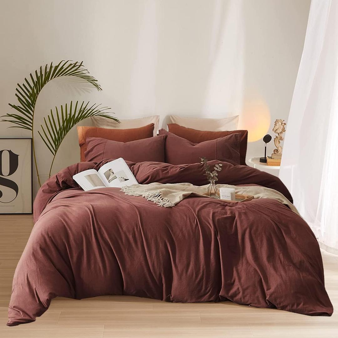 Pureant Brick Red Comforter Sets King Solid Dark Rust Bedding Comforters Modern Plain Purplish Cotton Bed Quilts Women Girls Blackish Warm Blankets Pure Dark Brown Red Durable Bedding Vintage