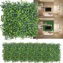 Artificial Grass Wall Panels: 10"x 10"(12P) UV-Anti Boxwood Faux Green Leaf Backdrop Panels for Interior Wall, Greenery Wall,Garden and Indoor Outdoor Plant Decor