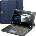 INFILAND Keyboard Case for Samsung Galaxy Tab A9+/A9 Plus 5G with 7-Color Backlight & High Precision Trackpad, Slim and Portable Detachable Folder Style Keyboard Case for Tab A9+ 11 inch,Navy