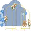 FOTSHARER Metal Arch Backdrop Stand and Cover Set 7.2FT 6.6FT 6FT Backdrop Arch Stand with Dusty Blue Wedding Arched Cover Set of 3 Background Arch Stand for Baby Shower Bridal Shower Event Decor