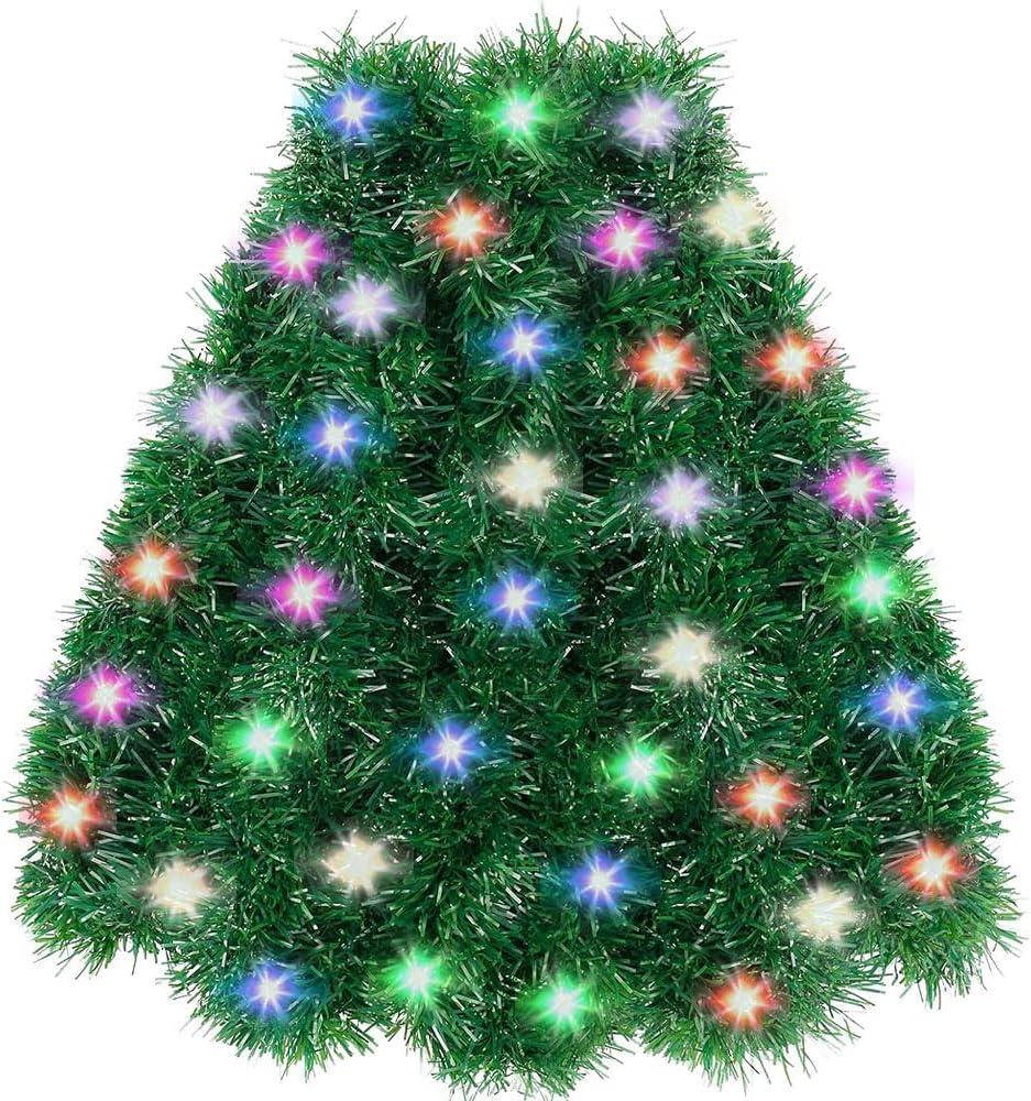 JXITON 33ft Christmas Garland, Greenery Artificial Pine Garland with Light Twisted Hanging Garland Holiday Decor for Stairs Mantle Fireplace Home Party Holiday Christmas Indoor Outdoor Decortion