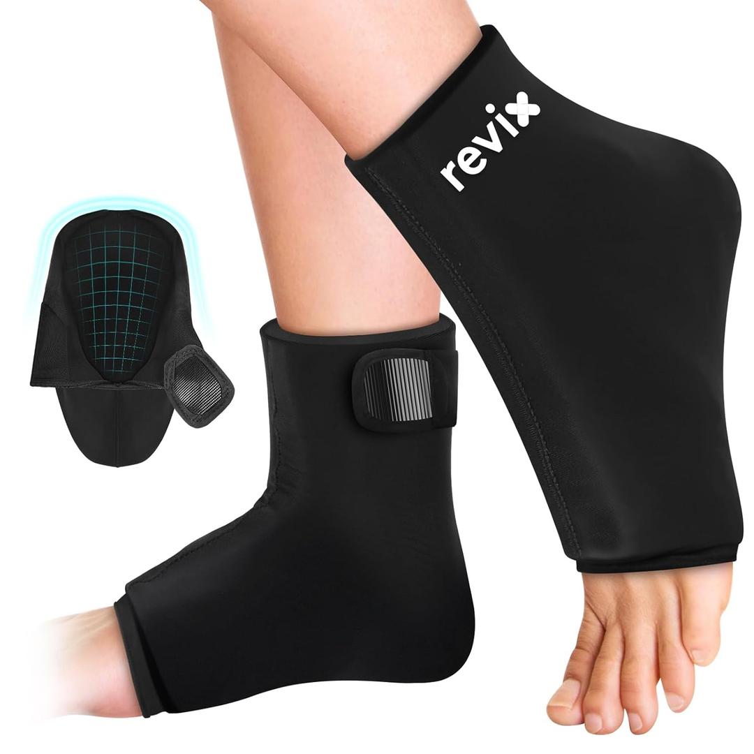 REVIX Ankle Ice Pack Wraps for Soothing Discomfort Reusable Ice Sleeve for Ankle Relaxation, Heel Ice Pack for Enhanced Comfort and Recovery Feet & Ankles, Cold Compression for Foot Fatigue, 2 Packs