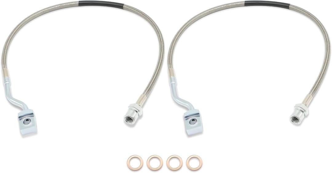 Front Brake Lines Compatible with Silverado Sierra 2007-2019 1500/2011-2019 2500/3500HD Stainless Steel Brake Lines 89370