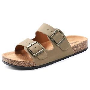 GETOEU Women Cork Sandals Adjustable Buckle Strap Cork Footbed Sandal Arch Support Casual Slip‑On Outdoor Slide Sandals, Bronze 40 Size
