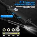 [Dual-Lens] Endoscope Camera with Light,1920P HD Borescope with 8+1 Adjustable LED Lights, IP67 Waterproof Endoscope with Semi-Rigid Snake Cable, Inspection Borescope for iOS and Android-16.4ft