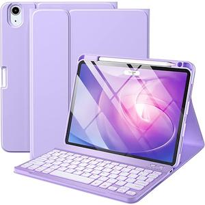Harvopu Keyboard Case Compatible with iPad Air 11inch/Air 5th 4th Generation Case with KeyboardBacklit Detachable, Folio Cover with Pencil Holder for Air 11" M3/M2 (2025/2024), Air 5/Air 4 (Purple)