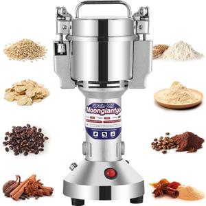 Moongiantgo Grain Mill Grinder Electric 150g Commercial Spice Grinder 850W Stainless Steel Pulverizer Dry Grinding Machine for Wheat Corn Rice Pepper Herbs Coffee Beans (150g Upright, 110V) (Silver)