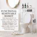 MyGift Over The Toilet Storage, 2-Tier Over Toilet Bathroom Organizer with Removable Magazine Holder Basket, Fit Most Toilets, Space-Saving, Easy Assembly, White