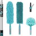 20 Foot High-Reach Duster Kit with 5-12FT Extendable Pole - High Ceiling Duster Cleaning Kit with Telescopic Pole,Cobweb Duster, Chenille Ceiling Fan Duster, Microfiber Feather Duster