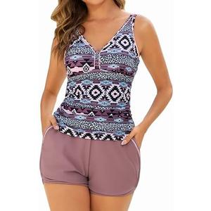 Arolina 2025 Women's Tankini Swimsuits with Pockets Tummy Control Two Piece Bathing Suits with Boy Shorts, M Arolina 2025 Women's Tankini Swimsuits with Pockets Tummy Control Two Piece Bathing Suits with Boy Shorts, M