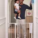 Babelio Smart Baby Gate with Auto-Unlock/Close, Pressure Mounted No Drill for Doorways/Top of Stairs. Pet/Dog Door Wide Walk Thru w/Infrared Sensor & Instant Safety Alert (White, 26.3-37.8" W, 30" H)