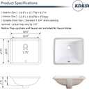14 Inch Small Undermount Bathroom Sink White Ceramic Rectangular Under Counter Bathroom Sink for Cabinet Porcelain Vanity Sinks,Overflow Type (14.4"x12.7")