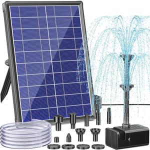 Antfraer 8W Solar Water Pump with Dry-Run Protection, Solar Bird Bath Fountain Pump Double-Layer Nozzles & 5Ft Tubing, Solar Fountain Pump for Small Pond, Garden, Patio & Outdoor Water Feature