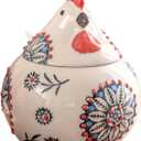 Ceramic Salt Cellar with Lid and Spoon, 13 OZ Large Chicken Salt Jar, Salt Holder for Counter, Coffee, Sugar, Spices and Candies, Salt Containers for Countertop (Blue)