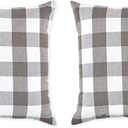 DII 100% Cotton Buffalo Check Pillow Cover Set, Gray, 17"x17", 2 Piece
