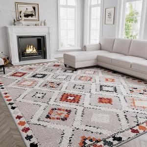 H.VERSAILTEX 8' x 10'Area Rugs for Living Room Vintage Bohemian Elegance Rug, Artisanal Handwoven Boho Rug for Distinctive Home Styling Throw Non Slip Rugs Bedroom, 8x10 Feet - Elegant Diamond
