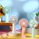 Tujoe 6 Pcs Mini Powerful Handheld Fan 3 Speed Personal Small Portable Rechargeable Fan with Base USB for Women Eyelash Makeup Office Travel Beach Indoor Outdoor (Sage Green)