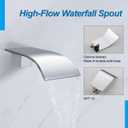 AZOS High Flow Tub Spout, Wall Mounted Waterfall Faucet Fixtures Filler for Bathroom Sink and Tub Shower, Chrome Sprayer