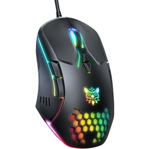 Wired PC Gaming Mouse: High Precision Sensor,RGB Backlit, Adjustable DPI, 7 Buttons Programmable,Ergonomic mice for Office & Gaming on Windows/Mac/Linux/Chrome-Black