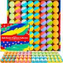 64 Pack Natural Bath Bombs Bulk Set  8 Scents, Organic Ingredients, Long-Lasting Bubbles, Relaxing Gifts for Women & Men, Self-Care, Birthday, Christmas & Stocking Stuffers