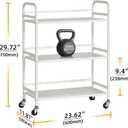 HDANI 3 Tier Metal Utility Multipurpose Rolling Cart,Large Capacity Heavy Duty Rolling Cart with 2 Lockable Wheels for Home,Office,Kitchen,Bathroom,Bedroom,White