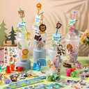 Poen 172 Pcs Jungle Party Favors Set Include Cup Straw Stamp Clap Bracelet Keychain Ring Puzzle Sticker Animal Miniature Card for Birthday Party Baby Shower Goody Bag Stuffer