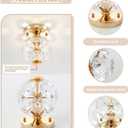 ykolupty Modern Small Crystal Ceiling Chandelier Mini Gold Semi Flush Mount Chandelier Light Fixture for Hallway Bedroom Bathroom Globe Ceiling Light Fixture