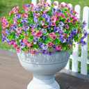 Ivydale Artificial Faux Pansies Plants Flowers for Outdoor Outside Fall Decor, 12 Bundles UV Resistant Look Real Fake Silk Colorful Mums for Home Planter Front Door Porch Patio Decoration (Purplepink)