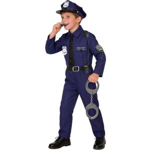 Police Costume for Kids Policeman Uniform for Boys Cop Suit for Girls Career Day Dress Up Role Play Halloween (Blue, L)