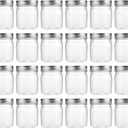 19 x novelinks 8 oz Clear Plastic Jars with Airtight Lids, 32 Pack Plastic Mason Jars with Lids 8oz, Refillable Storage Slime Containers & Small Spice Jar for Kitchen Organization (32 Pack,Silver)