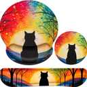 Mouse Pad with Wrist Rest Cute Black Cat Set,Qomolama 3-in-1 Wrist Support Mouse Pad Set,Gaming Mousepad with Anti-Skid Base,Ergonomic Mouse Pad,Memory Foam Keyboard Gel Wrist Rest Anime