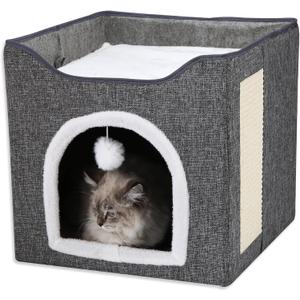 Cat Cave Bed for Indoor Cats Cozy Felt Cat House, Warm & Soft Pet Cave for Kittens, Small Cats, Rabbits & Puppies All-Season Cat Hideaway with Spacious Interior & Modern Design