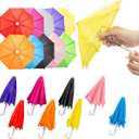 Hiawbon 1:6 Scale 8 Pcs Miniature Umbrellas Adjustable Mini Colorful Sunny Rainy Umbrella for 18 Inch People Decoration
