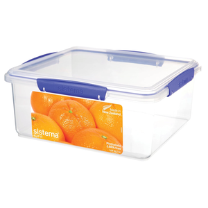 Sistema KLIP IT Food Storage Container, 5 L, Airtight & Stackable, BPAFree, Clear with Blue Clips