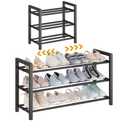 3-Tier Expandable Shoe Rack – Adjustable Heavy-Duty Metal Shoe Organizer Shelf for Closet, Entryway, Mudroom & Garage – Durable Freestanding Storage, Black