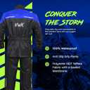 HWK Motorcycle Rain Suit for Men and Women, Two-Piece Waterproof Motorcycle Rain Gear with Reflective Jacket and Pants, All-Season Weatherproof Protection for Riding, Blue, Large