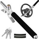 MONOJOY Steering Wheel Lock Universal Security Car Locks with Safety Hammer Heavy Duty Carro Wheel Locks Retractable Anti-Theft Prevention Device for Truck|SUV|Van Accessories, Black
