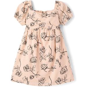 Gymboree,Girls,and Toddler Short Sleeve Tiered Dresses,Peach Floral,2 Years