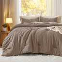 Bedsure King Comforter Set, Brown Soft Prewashed Bedding for All Seasons, 3 Pieces GentleSoft Bed Set, 1 Lightweight Comforter (104"x90") and 2 Pillowcases (20"x36")