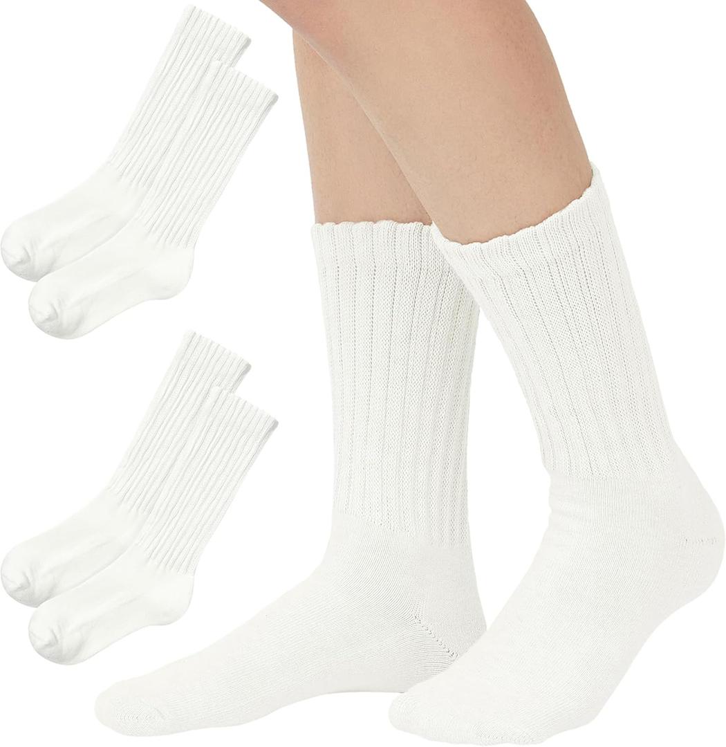 American Trends Scrunch Crew Socks for Women Retro Slouchy Cotton Solid Color Calf Socks (One Size, 2pack White) 
6 - 10